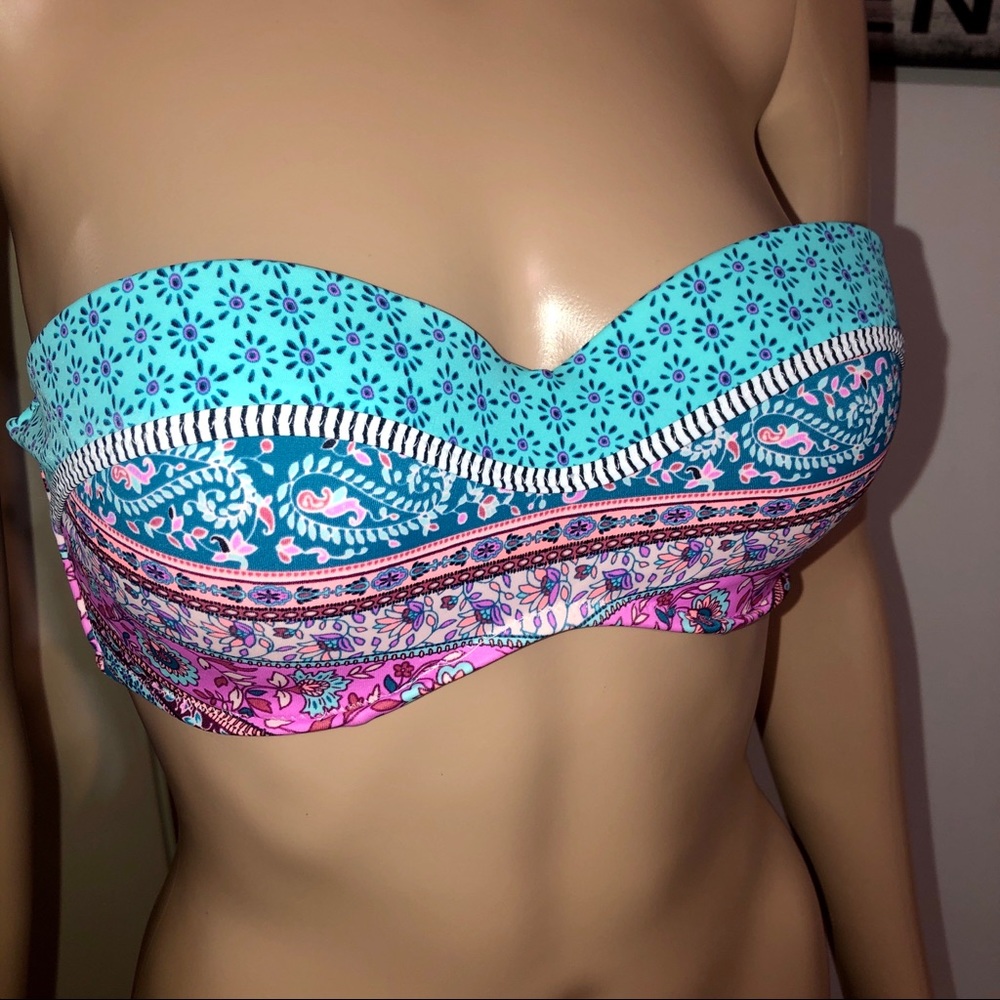 Shade and Shore strapless bra swim top multi 36B